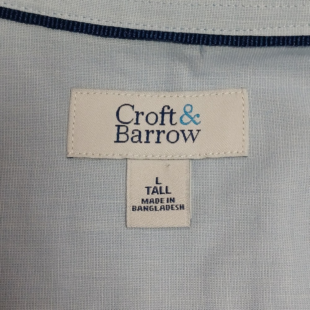 Croft & Barrow Button Down Men L Tall Blue Short Sleeve Pocket Shirt MC21W180XS2 - Picture 2 of 12